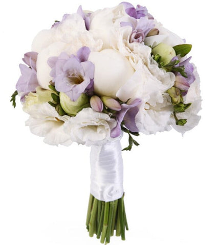 Glamour Bridal Bouquet of Peonies and Freesias