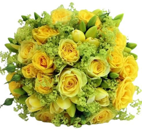 Glowing Bouquet of Yellow Roses and Daffodils - Flowers Box London