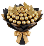 Gold Chocolate Bouquet with Butterfly - Flowers Box London