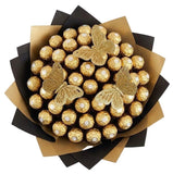 Gold Chocolate Bouquet with Butterfly - Flowers Box London