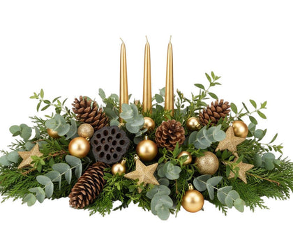 Gold Rustic Elegance Festive Centerpiece - Flowers Box London