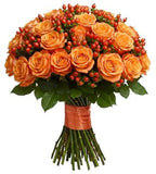 Golden Ember Rose Charm Bouquet - Flowers Box London