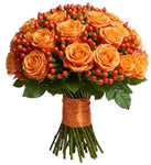 Golden Ember Rose Charm Bouquet - Flowers Box London