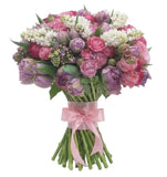Gorgeous Bouquet of Lilac with Double Tulips and Spray Roses - Flowers Box London