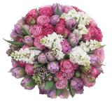 Gorgeous Bouquet of Lilac with Double Tulips and Spray Roses - Flowers Box London