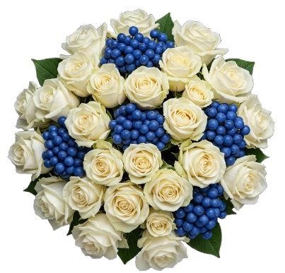 Gorgeous Bouquet of Roses and Blueberries - Flowers Box London