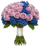 Gorgeous Bouquet of Roses and Blueberries - Flowers Box London