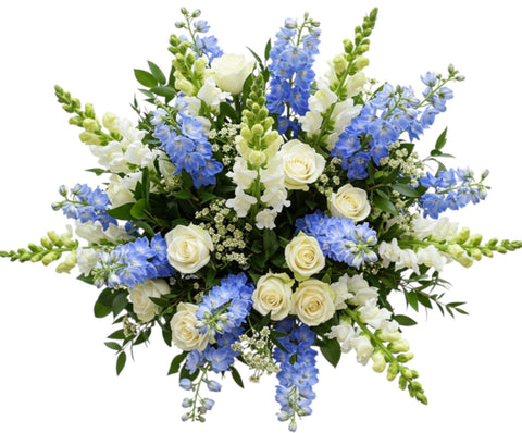 Gorgeous Bouquet of Snapdragon and Delphinium with Roses - Flowers Box London