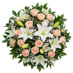 Gorgeous Bouquet of White Lily and Pink Roses - Flowers Box London