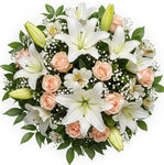 Gorgeous Bouquet of White Lily and Pink Roses - Flowers Box London