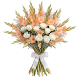 Gorgeous Bouquet of White Roses and Gladioli - Flowers Box London