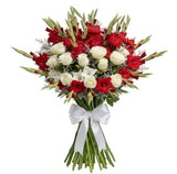 Gorgeous Bouquet of White Roses and Gladioli - Flowers Box London