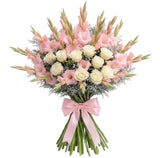 Gorgeous Bouquet of White Roses and Gladioli - Flowers Box London