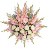 Gorgeous Bouquet of White Roses and Gladioli - Flowers Box London