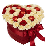 Gorgeous Box of Roses and Chocolate Hearts - Flowers Box London
