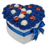 Gorgeous Box of Roses and Chocolate Hearts - Flowers Box London