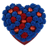 Gorgeous Box of Roses and Chocolate Hearts - Flowers Box London