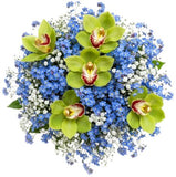 Gorgeous Buquet of Forget Me Not and Cymbidium Orchids