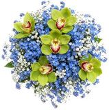 Gorgeous Buquet of Forget Me Not and Cymbidium Orchids - Flowers Box London