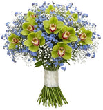 Gorgeous Buquet of Forget Me Not and Cymbidium Orchids