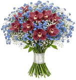 Gorgeous Buquet of Forget Me Not and Cymbidium Orchids