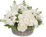 Gorgeous Fragrant Basket of White Peonies and Hydrangea - Flowers Box London
