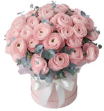 Gorgeous Ranunculus with Eucalyptus Box Arrangement - Flowers Box London