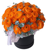 Gorgeous Ranunculus with Eucalyptus Box Arrangement - Flowers Box London