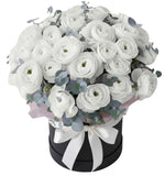 Gorgeous Ranunculus with Eucalyptus Box Arrangement - Flowers Box London