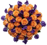 Gorgeous Vibrant Orange Roses and Sweet Peas Bouquet - Flowers Box London