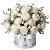 Gorgeous White Peonies Box with Eucalyptus - Flowers Box London
