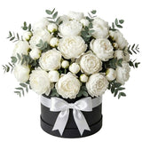 Gorgeous White Peonies Box with Eucalyptus - Flowers Box London