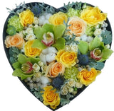 Green and Yellow Blooms Lovely Box - Flowers Box London