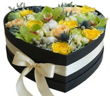 Green and Yellow Blooms Lovely Box - Flowers Box London