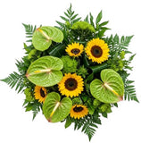 Green Anthurium with Sunflowers Bouquet
