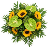 Green Anthurium with Sunflowers Bouquet