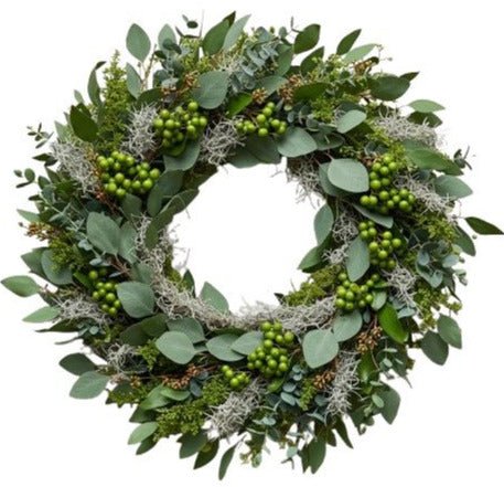 Green Berries Natural Wreath - Flowers Box London