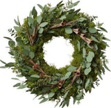 Green Natural Wreath with Wooden Decor - Flowers Box London