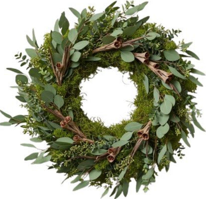 Green Natural Wreath with Wooden Decor