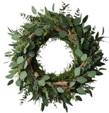 Green Natural Wreath with Wooden Decor - Flowers Box London