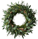 Green Natural Wreath with Wooden Decor