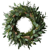 Green Natural Wreath with Wooden Decor