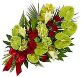 Green & Red Tied Sheaf - Flowers Box London