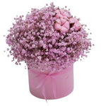 Gypsophila Box with Cotton Decor - Flowers Box London