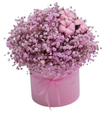 Gypsophila Box with Cotton Decor - Flowers Box London