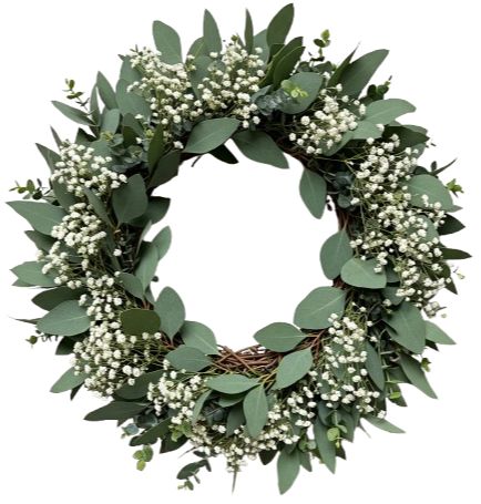 Gypsophila with Eucalyptus Door Wreath