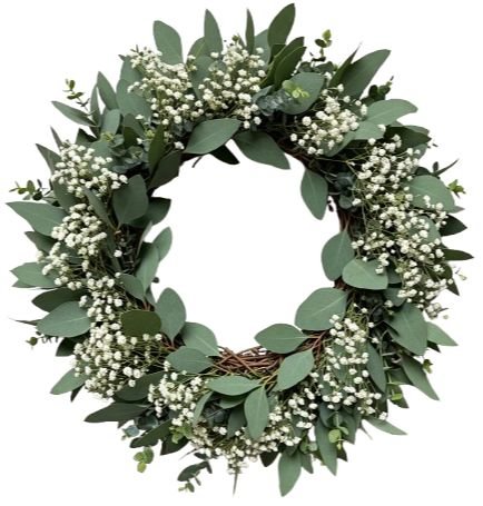 Gypsophila with Eucalyptus Door Wreath - Flowers Box London