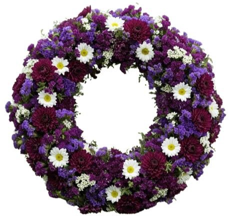 Harmony in Burgundy and Purple Bloom Wreath - Flowers Box London