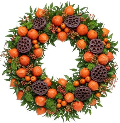 Harvest Lantern Lotus Autumn Wreath - Flowers Box London