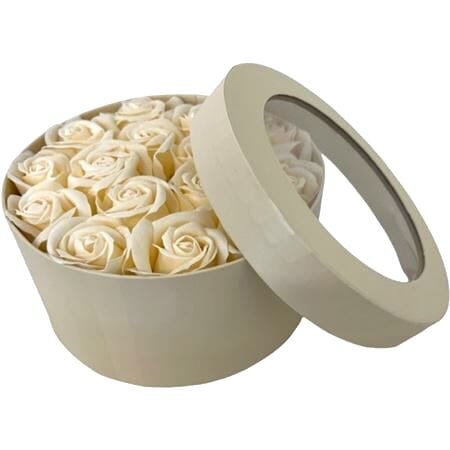 Hatbox White with Champagne Scented Forever Roses - Flowers Box London